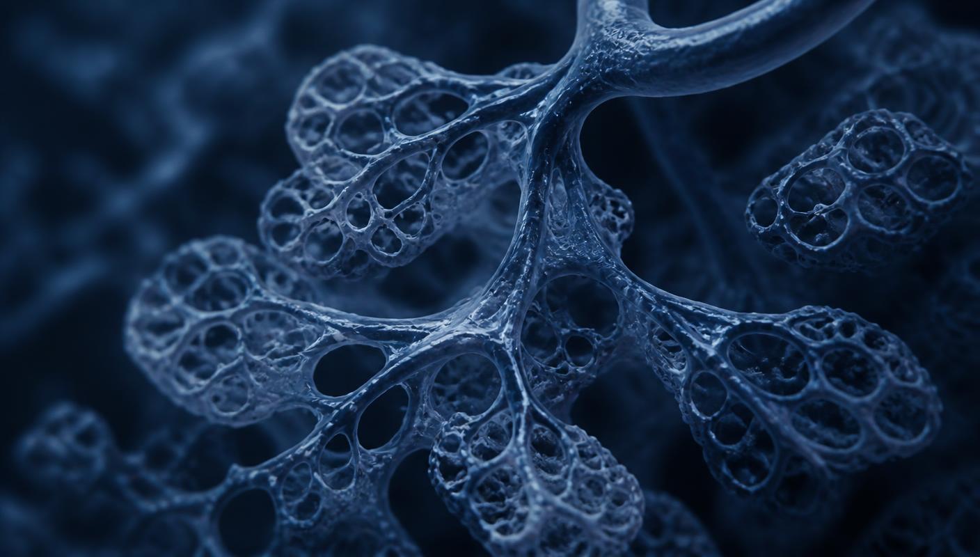 Macro view of lung alveolar tissue microstructure